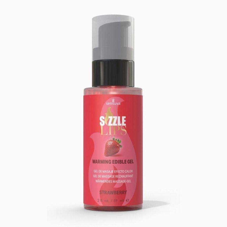 Зігрівальний масажний гель Sensuva Sizzle Lips Strawberry (59 мл), без цукру, їстівний Зігрівальний масажний гель Sensuva Sizzle Lips Strawberry (59 мл), без цукру, їстівний