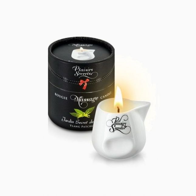 Массажная свеча Plaisirs Secrets Ylang Patchoul (80 мл) подарочная упаковка, керамический сосуд