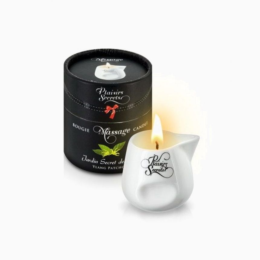 Масажна свічка Plaisirs Secrets Ylang Patchoul (80 мл) подарункова упаковка, керамічний посуд Масажна свічка Plaisirs Secrets Ylang Patchoul (80 мл) подарункова упаковка, керамічний посуд