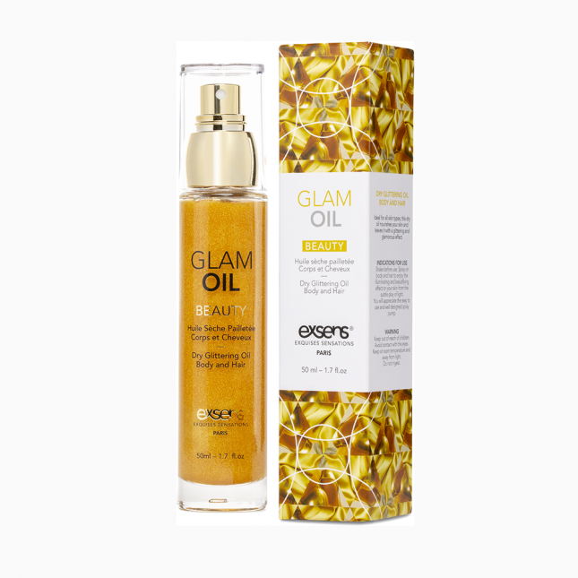 Олія для тіла з блиском EXSENS Glam Oil 50мл, з мигдальною олією, без парабенів і феноксіетанолу