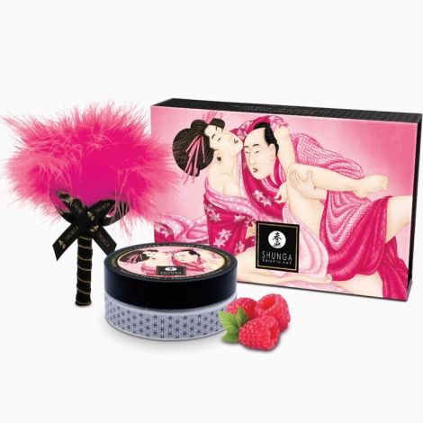 Смачна пудра для оральних пестощів Shunga Body Powder Raspberry feeling, 75 г, аромат малини