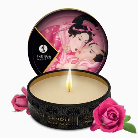 Массажная свеча Shunga Massage Candle, 30 мл (лепестки роз)