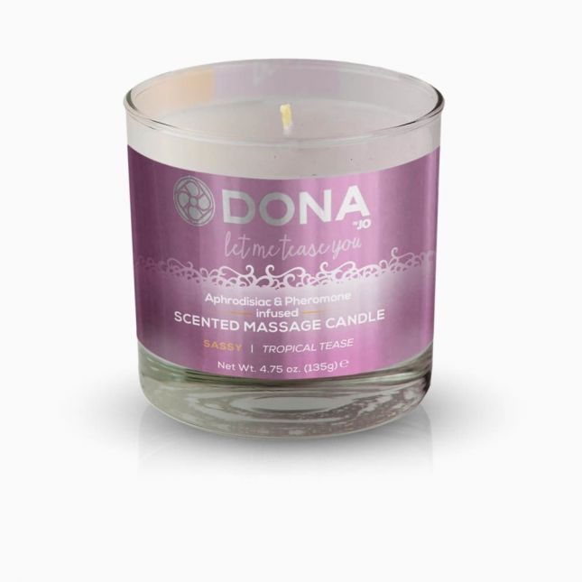 Массажная свеча DONA Scented Massage Candle Tropical Tease SASSY (135 гр) с афродизиаками феромонами