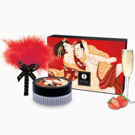 Смачна пудра для оральних пестощів Shunga Body Powder Sparkling Strawberry Wine, 75 г, аромат полуниці