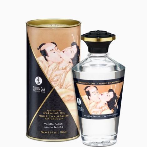 Разогревающее масло Shunga Aphrodisiac Warming Oil - Vanilla Fetish (100 мл) без сахара, вкусный
