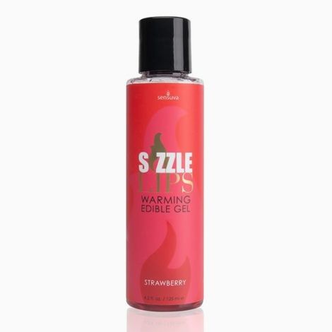 Согревающий массажный гель Sensuva Sizzle Lips Strawberry (125 мл), без сахара, съедобный