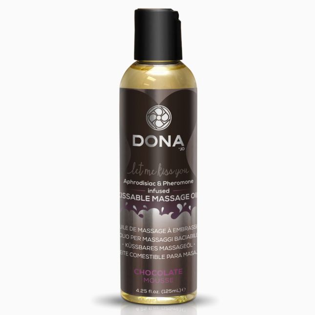 Масажна олія DONA Kissable Massage Oil Chocolate Mousse (110 мл) можна для оральних пестощів
