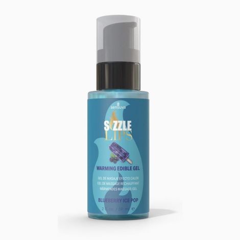 Согревающий массажный гель Sensuva Sizzle Lips Blueberry Ice Pop (59 мл), без сахара, съедобный