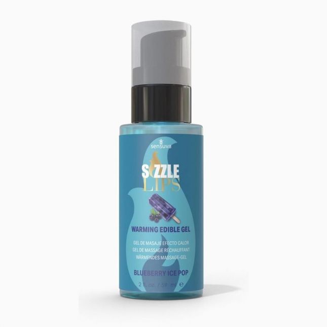 Согревающий массажный гель Sensuva Sizzle Lips Blueberry Ice Pop (59 мл), без сахара, съедобный