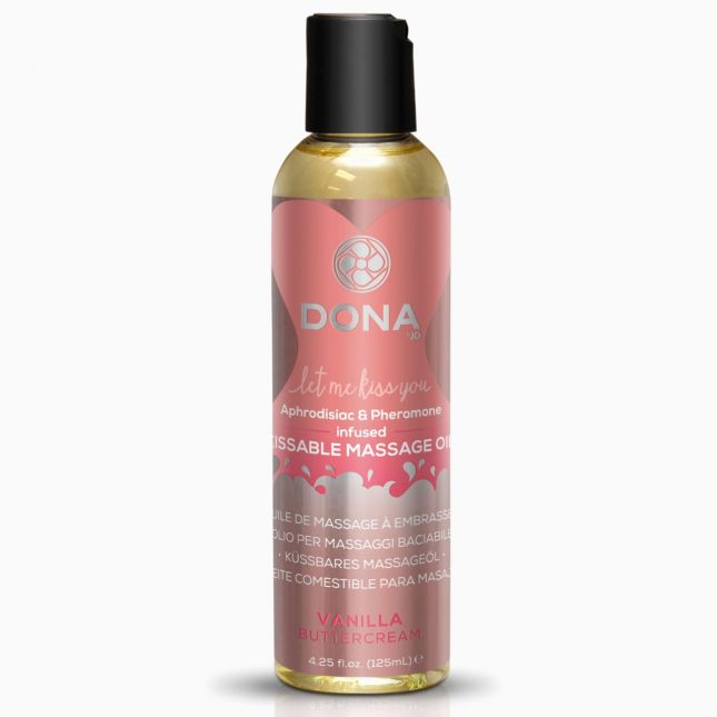 Масажна олія DONA Kissable Massage Oil Vanilla Buttercream (110 мл) можна для оральних пестощів