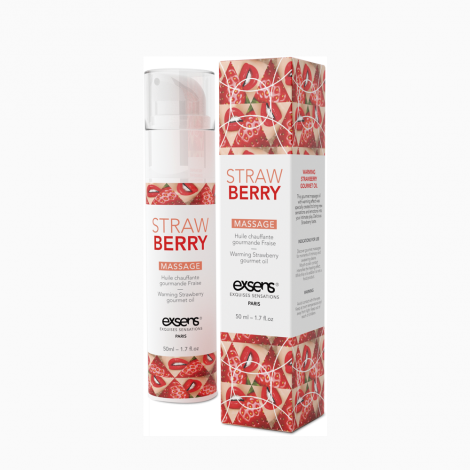 Массажное масло EXSENS Strawberry 50 мл разогревающее, без сахара, без парабенов, съедобное