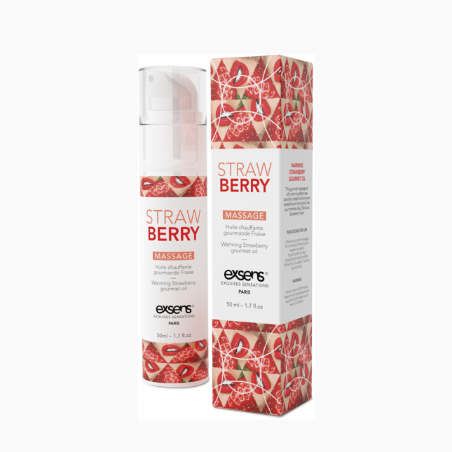 Масажна олія EXSENS Strawberry 50 мл розігрівальна, без цукру, без парабенів, їстівна