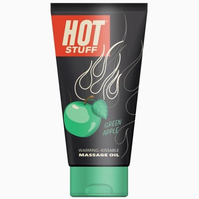 Topco Sales Hot Stuff Warming Oil Green Apple - масажна олія на водній основі з ароматом яблука, 177 мл