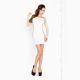 Бодістокінг Passion BS025 white, сукня-сітка, спущене плече, довгий рукав