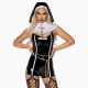 Виниловый костюм монашки Leg Avenue Sinful Sister XS, комбинезон, воротник, пояс, головной убор