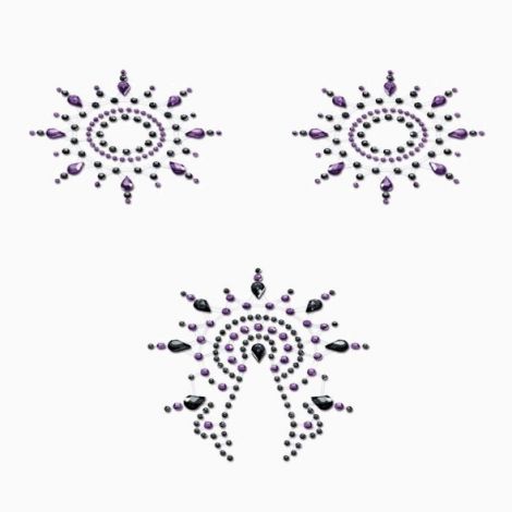 Пестіс з кристалів Petits Joujoux Gloria set of 3 - Black/Purple, прикраса на груди та вульву