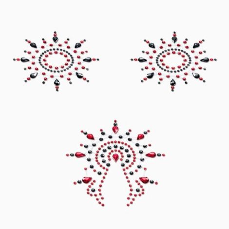 Пестіс з кристалів Petits Joujoux Gloria set of 3 - Black/Red, прикраса на груди та вульву