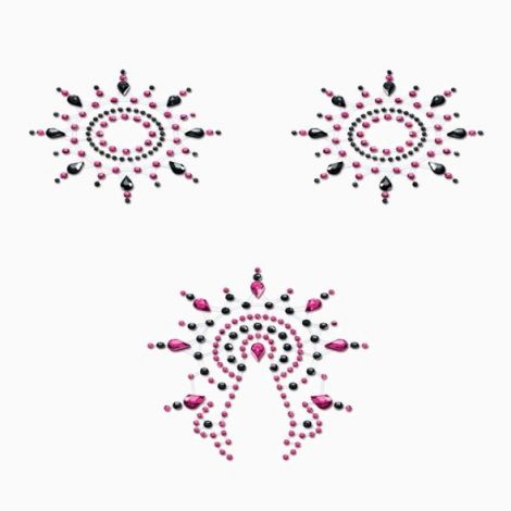 Пестіс з кристалів Petits Joujoux Gloria set of 3 - Black/Pink, прикраса на груди та вульву