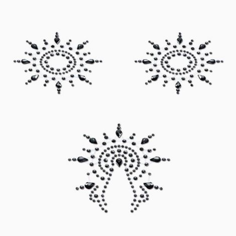 Пестіс з кристалів Petits Joujoux Gloria set of 3 - Black, прикраса на груди та вульву