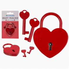 Металевий замок з двома ключиками Heart Padlock, 6 см