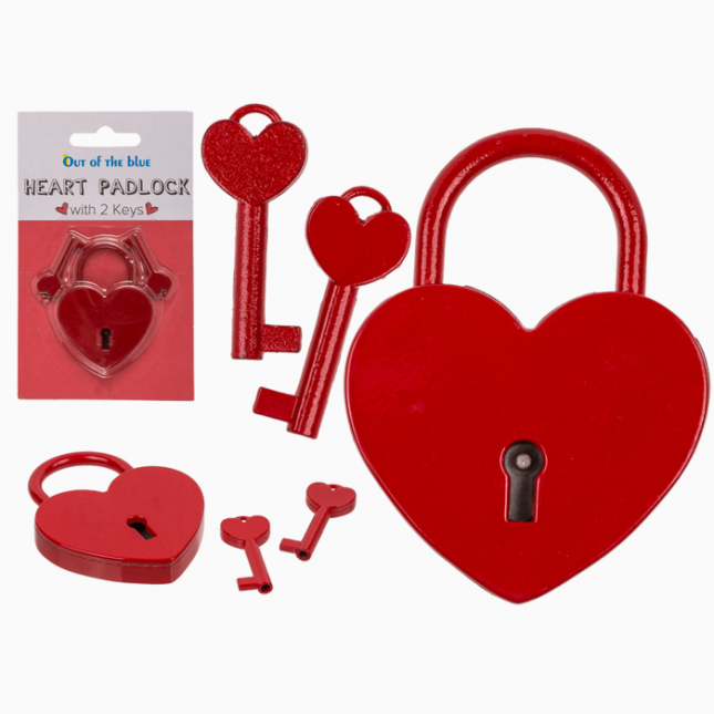 Металевий замок з двома ключиками Heart Padlock, 6 см