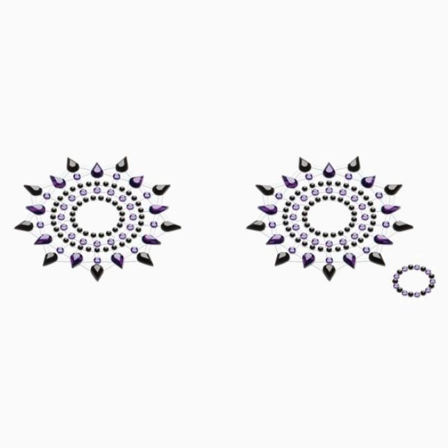 Пестіс з кристалів Petits Joujoux Gloria set of 2 - Black/Purple, прикраса на груди