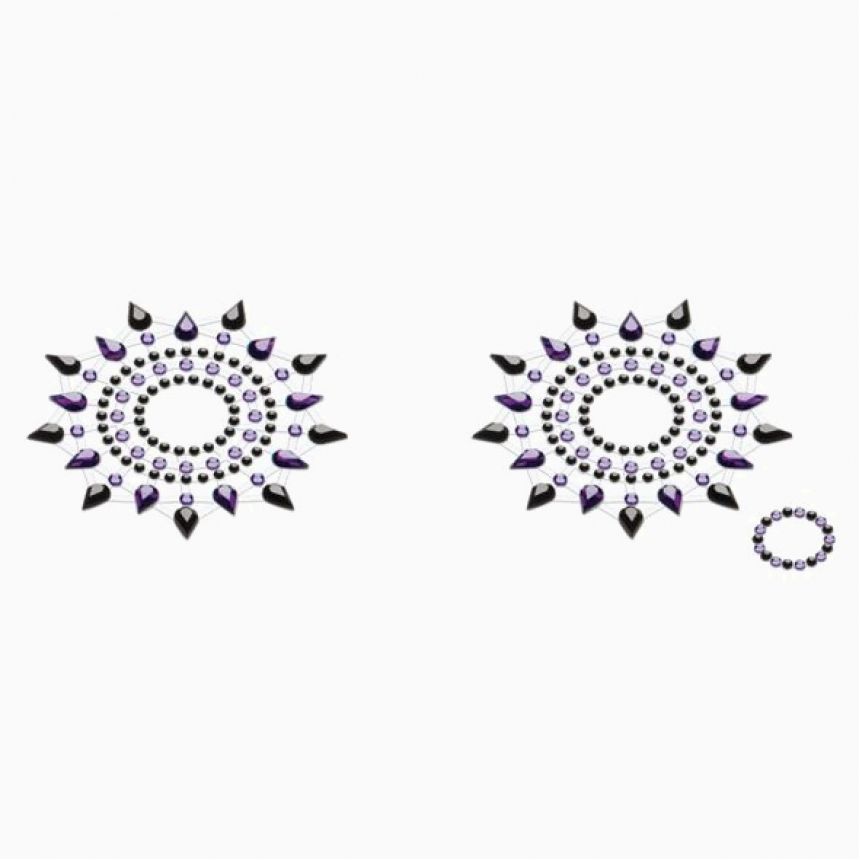 Пестіс з кристалів Petits Joujoux Gloria set of 2 - Black/Purple, прикраса на груди Пестіс з кристалів Petits Joujoux Gloria set of 2 - Black/Purple, прикраса на груди