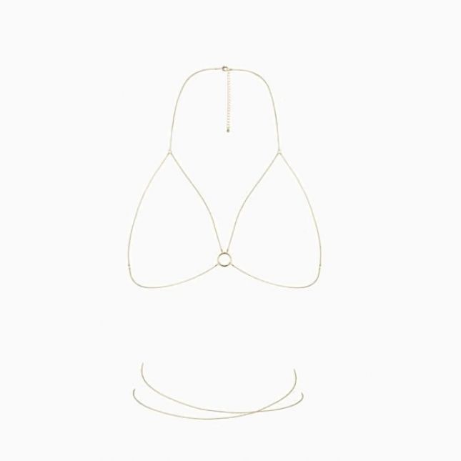Ланцюжок портупея Bijoux Indiscrets Magnifique Bra Chain - Gold, прикраса на тіло