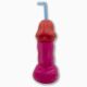 Коктейльна склянка-пеніс з кришкою та трубочкою Diverty Sex Fuchsia