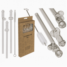 Скляні трубочки Glass Drinking Straw Willy (в наборі 4 трубочки та щіточка)