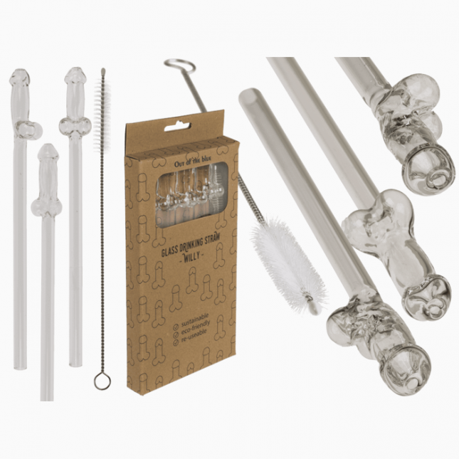 Скляні трубочки Glass Drinking Straw Willy (в наборі 4 трубочки та щіточка)