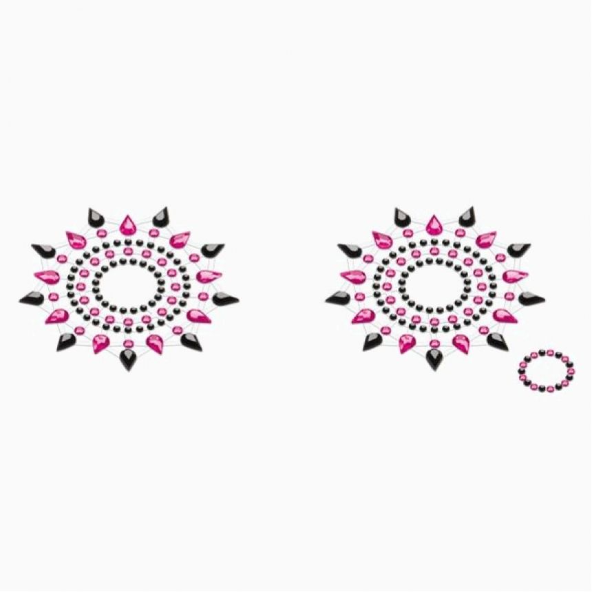 Пестіс з кристалів Petits Joujoux Gloria set of 2 - Black/Pink, прикраса на груди Пестіс з кристалів Petits Joujoux Gloria set of 2 - Black/Pink, прикраса на груди