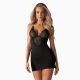 Пеньюар - Obsessive 828-CHE-1 Chemise & Thong Black