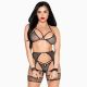 Комплект Leg Avenue Net Bra Top, String & Harness Set One Size Black