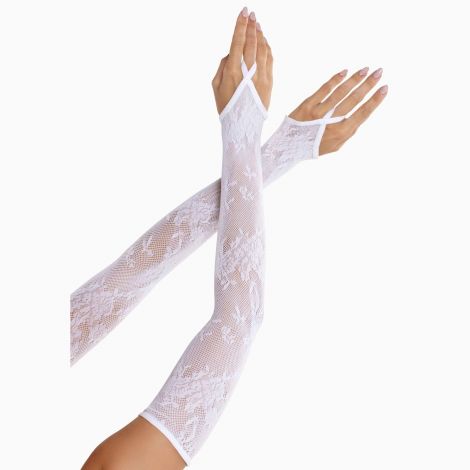 Мітенки Leg Avenue Floral Net Extra Long Gauntlet Arm Warmers White One Size