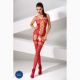 Бодистокинг Passion BS054 red, комбинезон, имитация чулок, открытый животик