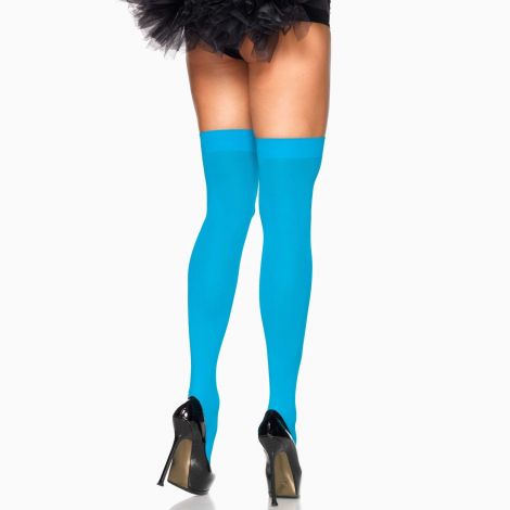 Щільні неонові панчохи Leg Avenue Nylon Thigh Highs Neon Blue, One Size