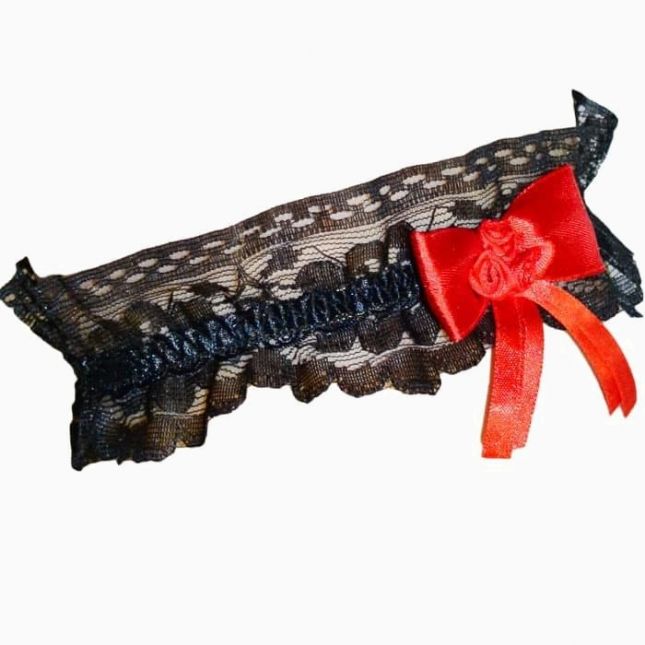 Кружевная подвязка с бантиком ABX545, (черный)