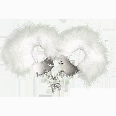 (мятая упаковка) Наручники металлические с белой отделкой Adrien Lastic Handcuffs White
