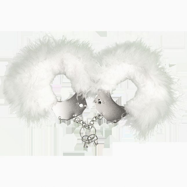 (мятая упаковка) Наручники металлические с белой отделкой Adrien Lastic Handcuffs White