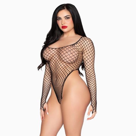 Боді Leg Avenue High-Cut Industrial Net Bodysuit One Size Black