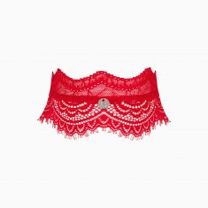 Широкий мереживний чокер Obsessive Bergamore choker, red