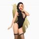 Боди Penthouse Hotter Than Hell XL Black, непрозрачное, вырезы, декольте, имитация шнуровки, чулки