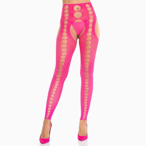 Колготки Leg Avenue Seamless Opaque Footless Suspender Hose One Size Neon Pink