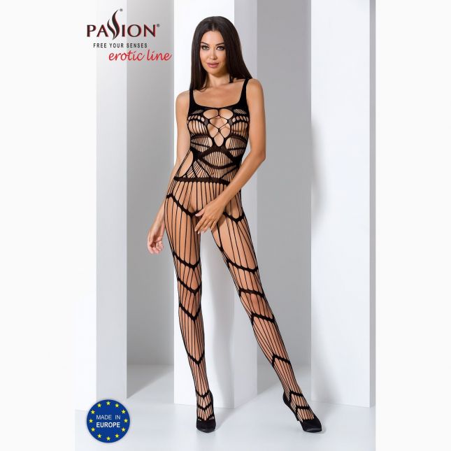 Бодистокинг Passion BS058 black, комбинезон, очень воздушный