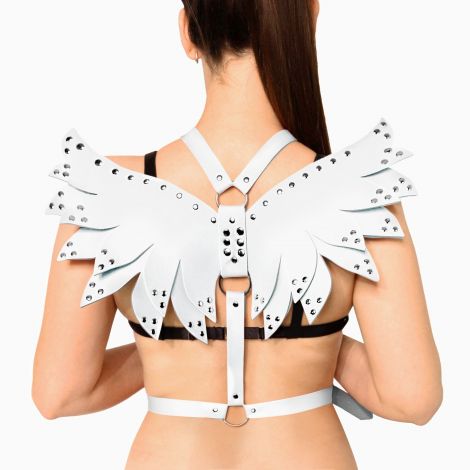 Жіноча портупея Art of Sex - Wings біла L-2XL, екошкіра