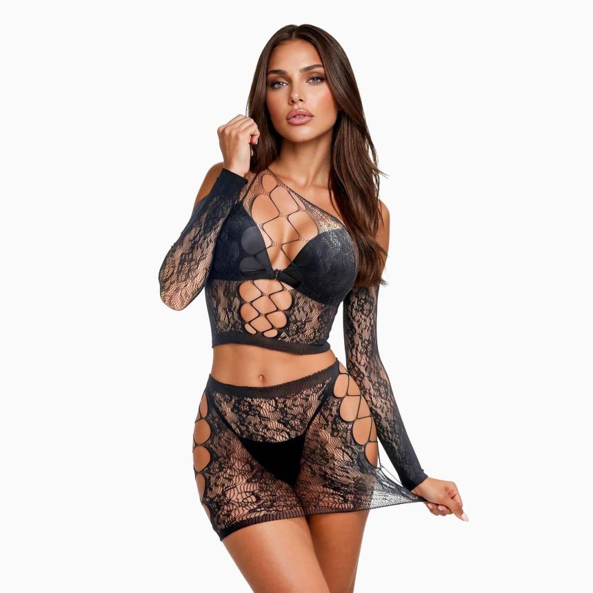 Комплект білизни - Top and skirt 211914, black - One Size Комплект білизни - Top and skirt 211914, black - One Size