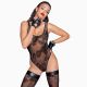 Боди Noir Handmade F242 Tulle body with patterned flock embroidery, M
