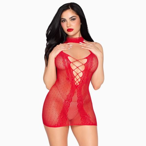 Мини-платье Leg Avenue Dotted Halter Mini Dress One Size Red