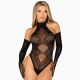 Боді Leg Avenue Lace Halter Teddy and Long Gloves One Size Black